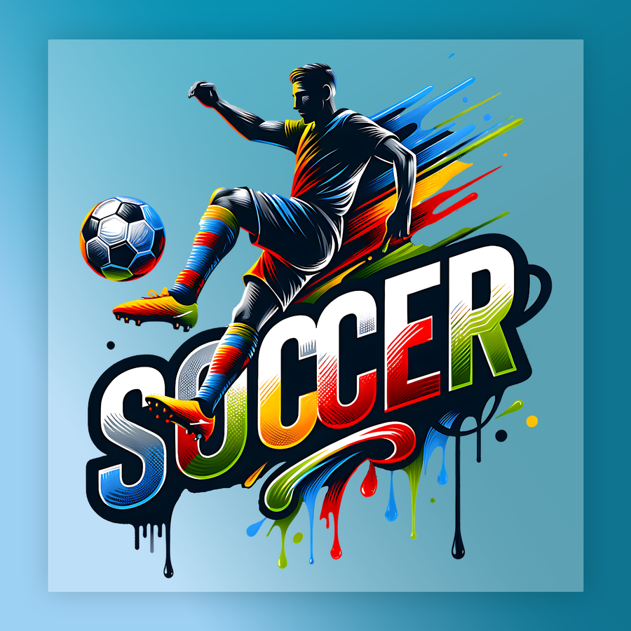 Dynamic Soccer Player Paint Splash DTF Transfer - InkMerge Heat Press Design