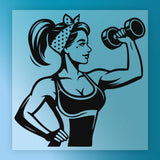 Empowered Woman with Dumbbell DTF Transfer - InkMerge Heat Press Design