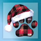 Buffalo Plaid Paw Print with Santa Hat DTF Transfer - InkMerge Heat Press Design
