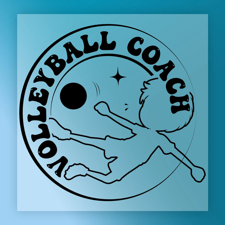 A logo featuring a silhouette of a person playing volleyball, with the text "Volleyball Coach" around the image.