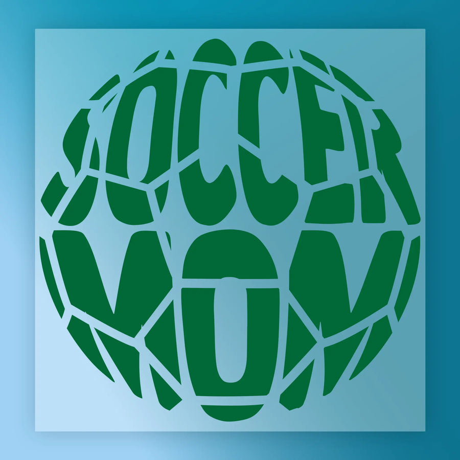 the word "SOCCER" written in a stylized, abstract manner using green and white colors.
