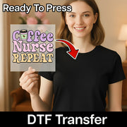 Coffee Nurse Repeat Design DTF Transfer - InkMerge Heat Press Design