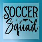 a logo for a soccer squad, with the text "SOCCER SQUAD" prominently displayed.