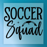 a logo for a soccer squad, with the text "SOCCER SQUAD" prominently displayed.