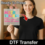 Math Teacher DTF Transfer - InkMerge Heat Press Design