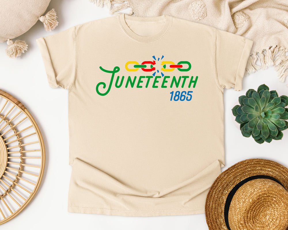 Juneteenth 1865 Chain Link graphic tee in Ivory Comfort Colors 1717