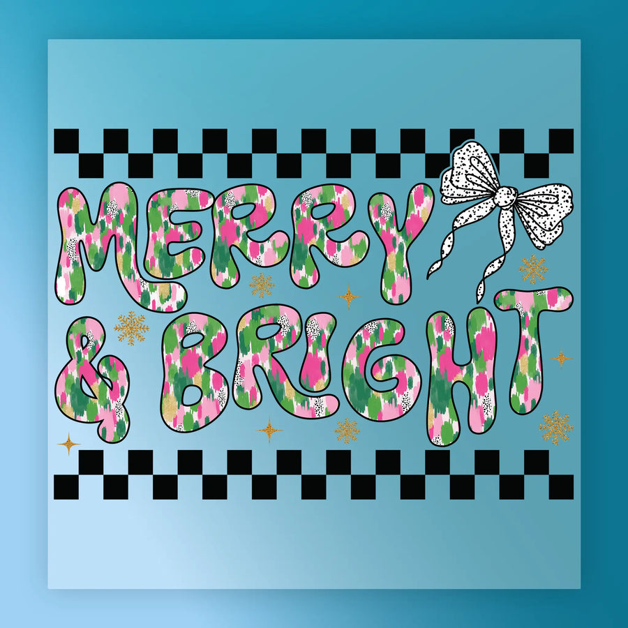 Merry & Bright Holiday Design DTF Transfer - InkMerge Heat Press Design
