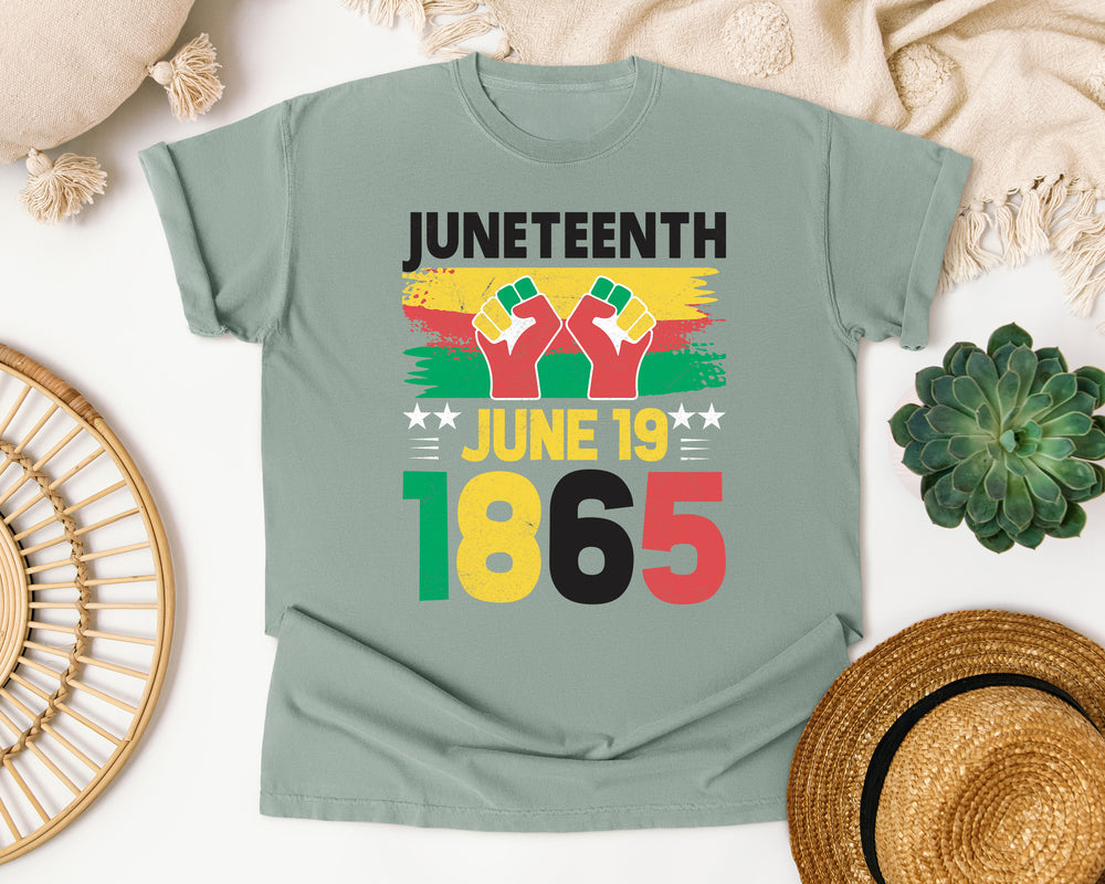 Juneteenth June 19 1865 graphic tee in Bay Comfort Colors 1717
