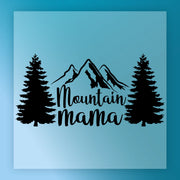 a mountain silhouette with the text "Mountain Mama" written below it.