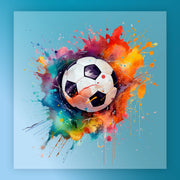 Energetic Soccer Ball Watercolor Explosion DTF Transfer - InkMerge Heat Press Design