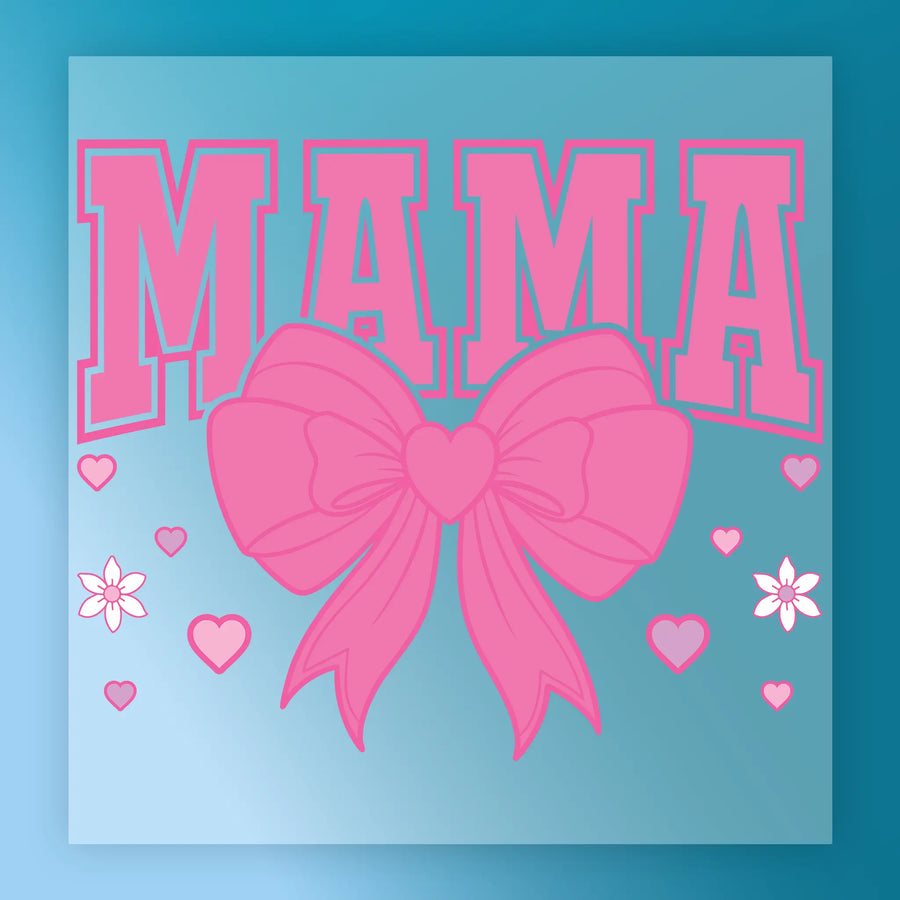 Mama Pink Bow Heart Design DTF Transfer - InkMerge Heat Press Design