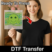 Happy Go Lucky Shamrock Smile DTF Transfer - InkMerge Heat Press Design