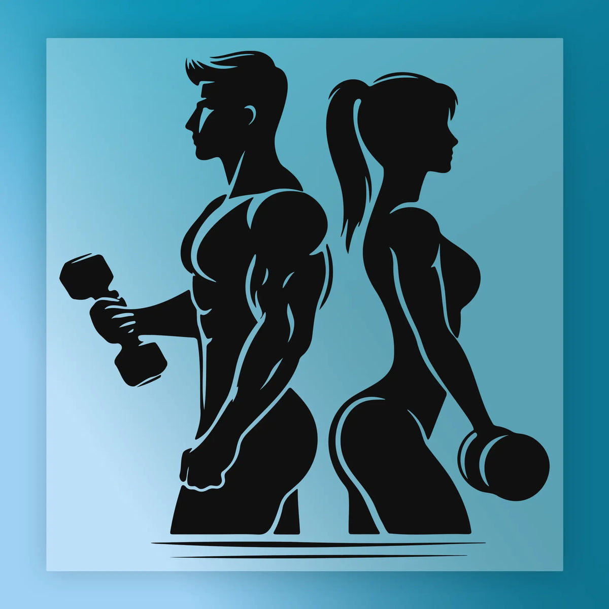 Fitness Couple Silhouette Design