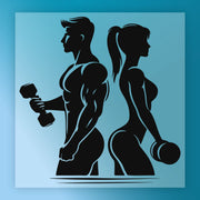 Fitness Couple Silhouette Design DTF Transfer - InkMerge Heat Press Design