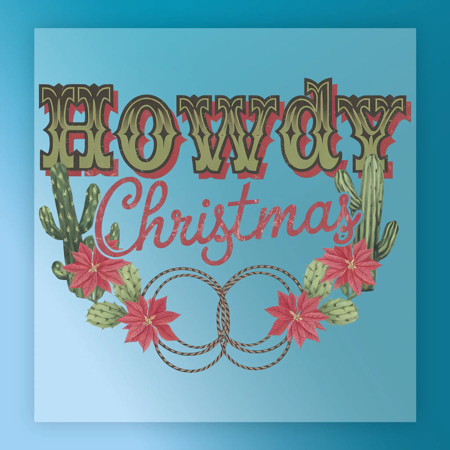 Howdy Christmas Western Holiday DTF Transfer - InkMerge Heat Press Design