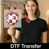 Floral Soccer Ball Watercolor Art DTF Transfer - InkMerge Heat Press Design