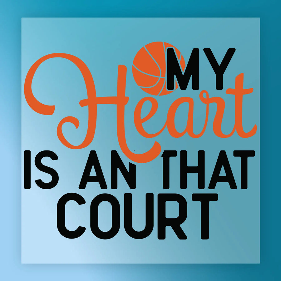 the text "MY Heart is an THAT COURT" in a stylized font, with the word "MY" being larger than the others.
