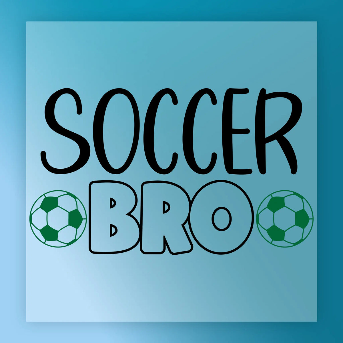 the text "SOCCER BRO" with two soccer balls on either side of the text.
