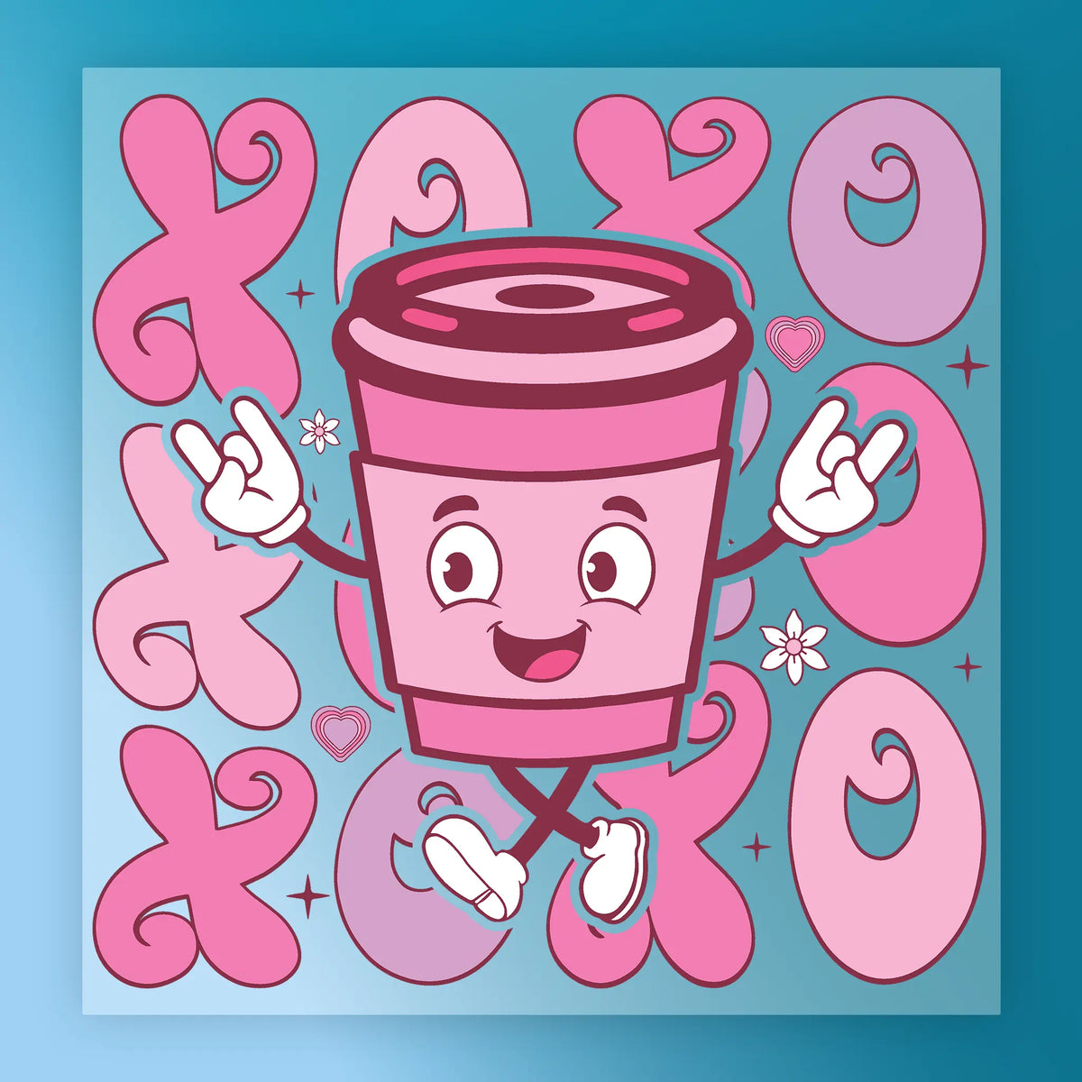 XOXO Coffee Lover Cartoon Shirt Design
