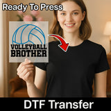 A smiling woman holding a sign with the text "Volleyball Brother" and a red arrow pointing to the sign.