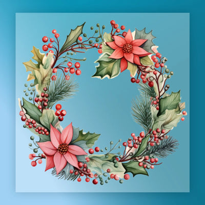 Watercolor Christmas Wreath Design - Ready to Press - InkMerge DTF Transfer
