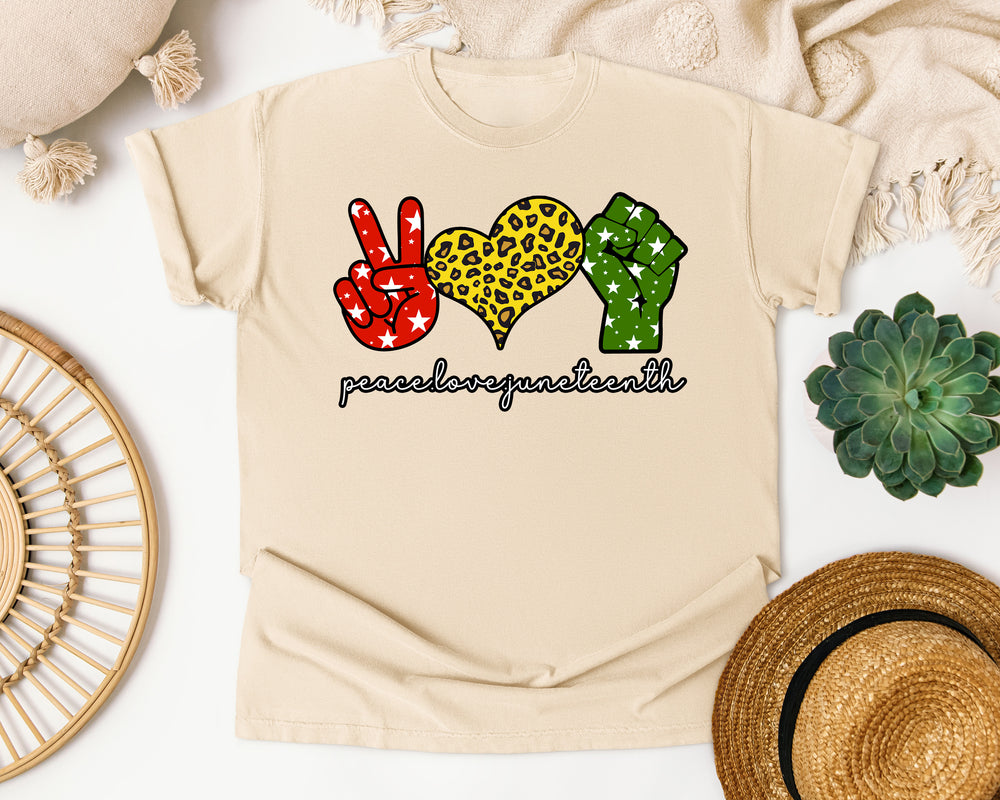Peace Love Juneteenth graphic tee in Ivory Comfort Colors 1717