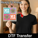 Colorful MA Peace Flower Design DTF Transfer - InkMerge Heat Press Design