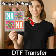 Colorful MA Peace Flower Design DTF Transfer - InkMerge Heat Press Design
