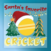 InkMerge’s Santa's Favorite Cricket Holiday Design features a yellow cricket ball in a Santa hat, festive trees, and lights. Playful “Santa’s Favorite CRICKET” text makes it perfect for DTF transfers or heat press projects.