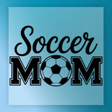 a soccer ball and the text "Soccer Mom" in a stylized design.