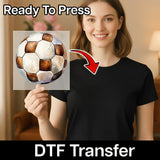 A woman holding a soccer ball up to her chest, with a red arrow pointing to her chest, and the text "Ready To Press" above the image.