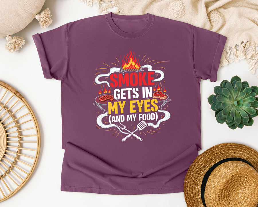 Smoke Gets In My Eyes Grill graphic tee in Berry Comfort Colors 1717