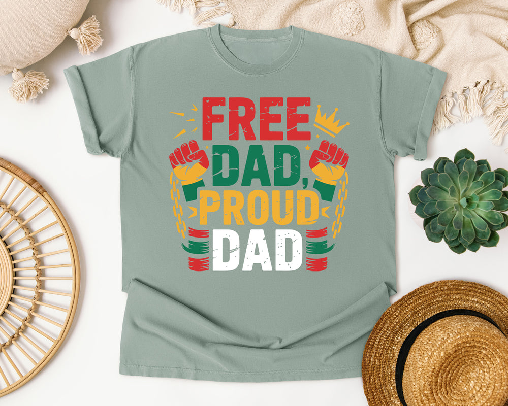 Free Proud Dad graphic tee in Bay Comfort Colors 1717