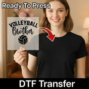 A smiling woman holding a sign that says "Volleyball Brother" with a volleyball graphic.