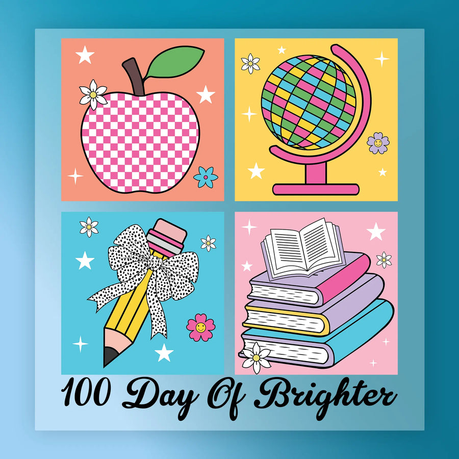 100 Day Of Brighter Celebration Design DTF Transfer - InkMerge Heat Press Design
