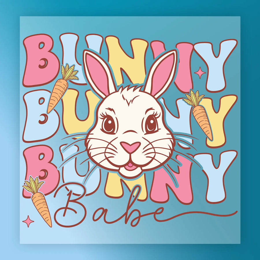 Bunny Babe Pastel Shirt Design DTF Transfer - InkMerge Heat Press Design