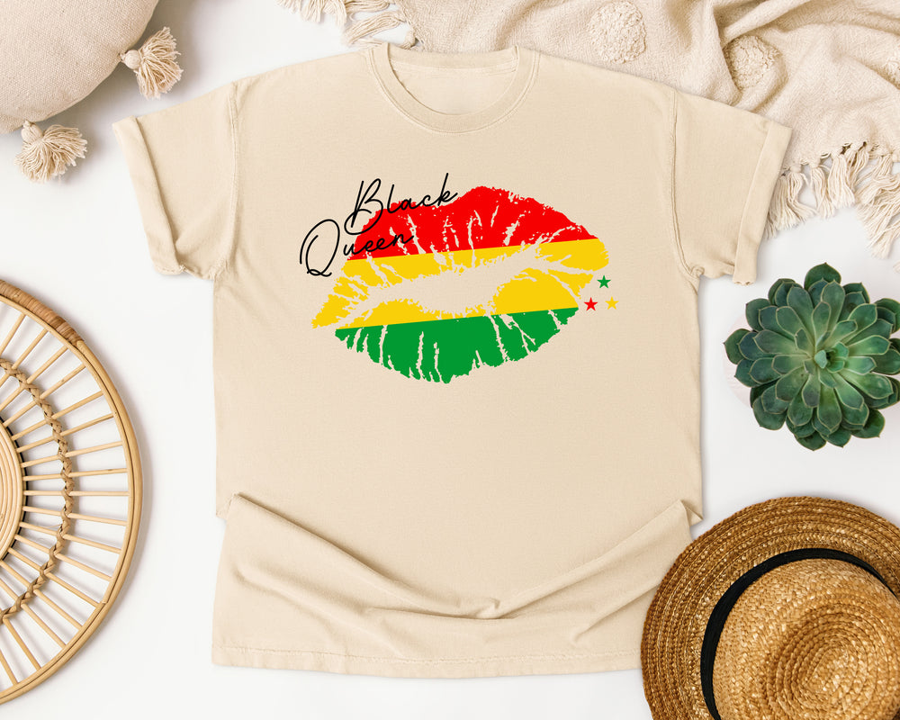 Black Queen Lips graphic tee in Ivory Comfort Colors 1717