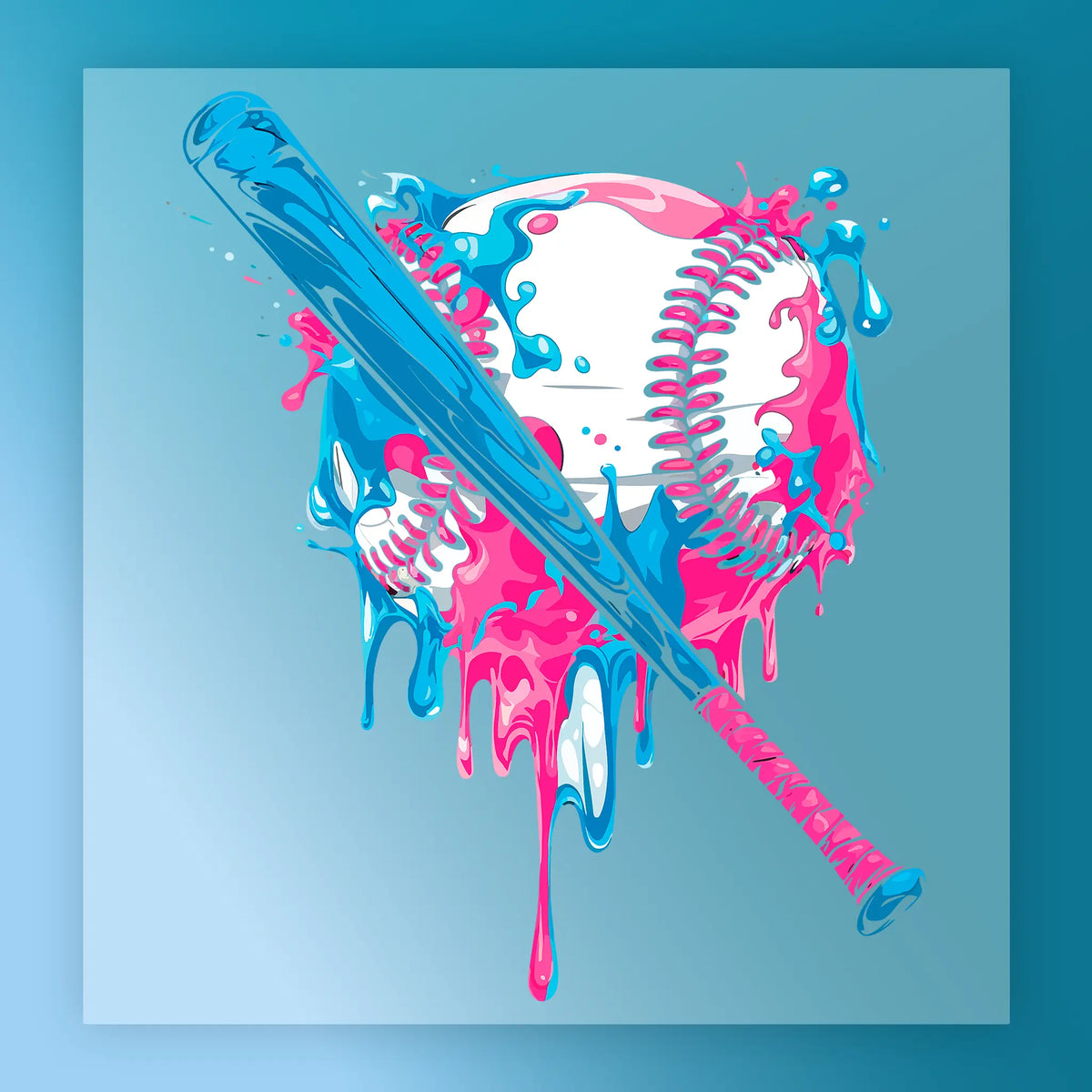 Dynamic Baseball Bat Paint Splash - Heat Press Ready