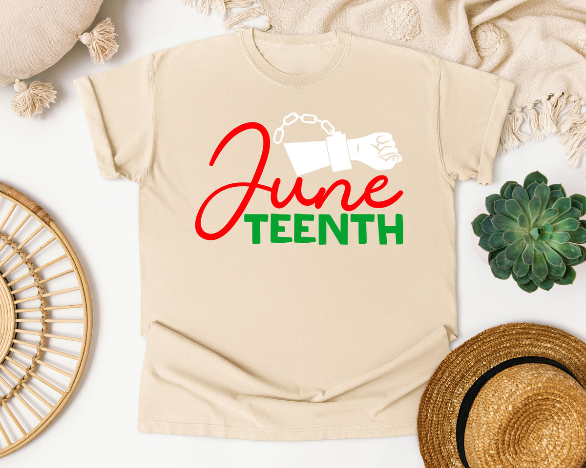 Juneteenth Chain Cuff Script Comfort Colors Shirt