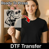Empowered Woman with Dumbbell DTF Transfer - InkMerge Heat Press Design