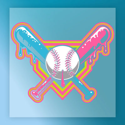 Dripping Baseball Bats Design - Ready to Press - InkMerge DTF Transfer