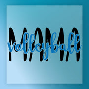 the word "volleyball" written in a stylized font, with the letters "M" and "A" being larger than the other letters.