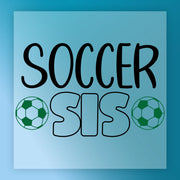 the text "SOCCER SIS" with two soccer balls on either side of the text.