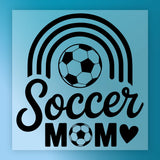 a soccer ball and the text "Soccer Mom" in a stylized design.