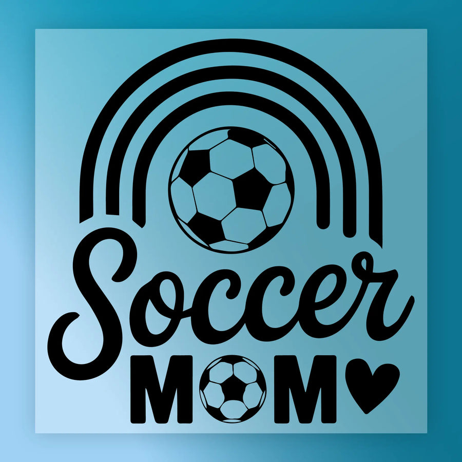a soccer ball and the text "Soccer Mom" in a stylized design.