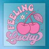 Feeling Lucky Retro Cherry Design DTF Transfer - InkMerge Heat Press Design