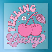 Feeling Lucky Retro Cherry Design DTF Transfer - InkMerge Heat Press Design