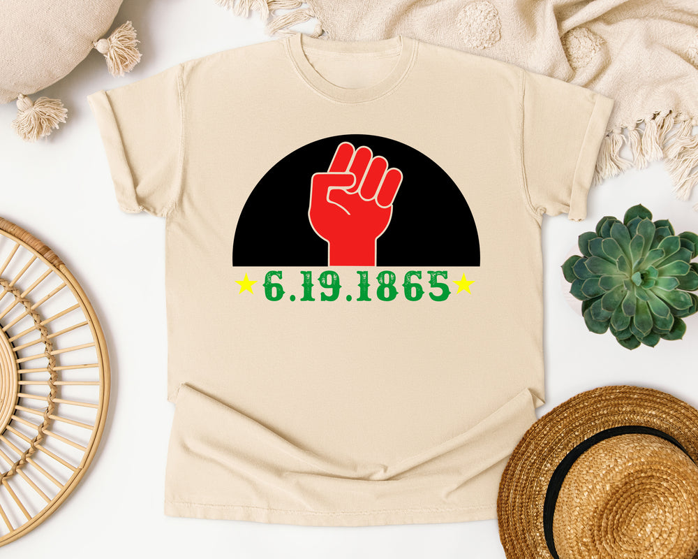 6.19.1865 Juneteenth Fist graphic tee in Ivory Comfort Colors 1717