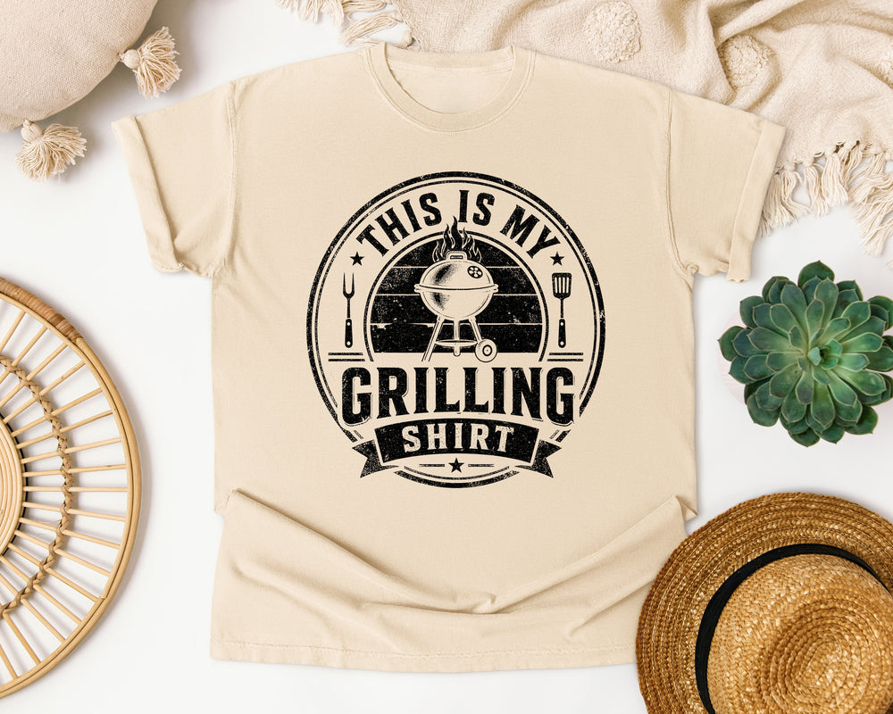 This Is My Grilling Shirt Black Ink graphic tee in Ivory Comfort Colors 1717
