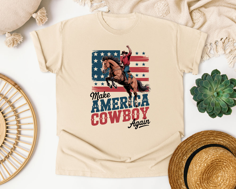 Make America Cowboy Again graphic tee in Ivory Comfort Colors 1717